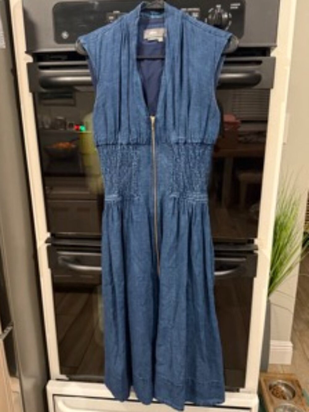 The Tommie Cap-Sleeve Smocked Front-Zip Shirt Dress: Anthropologie size XSP